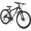 HH HILAND HILAND Bedrock Mountain Bike 27.5 Pollici, 24 Velocità, Telaio in Alluminio, Freni a Disco Idraulici, Forcella Ammortizzata, MTB Unisex Uomo Donna, Nero