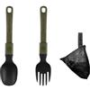 JWQFBC Posate Pieghevoli da Campeggio e Set Posate da in Plastica Riutilizzabile con Custodia per Outdoor e Picnic, Verde