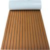 UMEXIDRA Rivestimento per Ponti nautici in Schiuma Eva, Tappetino for Yacht in Finto Teak for Ponte della Barca in Schiuma Eva autoadesiva Multicolore da 2,4 m(Black Brown)