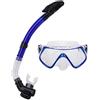 LIYJTK Maschera da sub con montatura grande Occhialini da nuoto Occhiali da snorkeling Antiappannamento Tubo di respirazione asciutto e impermeabile per il nuoto in blu o nero (Dimensione libera)