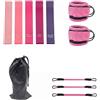 Syluxa Set di 8 fasce di resistenza per fitness e caviglie, da 2,3 a 18,1 kg, elastico sportivo in TPE non tossico per sollevamento pesi, lettini, yoga e pilates, kit di allenamento completo con borsa per il