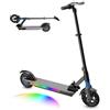 scoot4kids Monopattino elettrico per bambini di 8-12 anni, 8'' pieghevole con luce arcobaleno, autonomia 25 km, display LED, velocità e altezza regolabili, regalo per bambini e adolescenti
