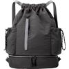 Riaisttd Drawstring Backpack, Large Capacity Travel Backpack, Waterproof Gym Sackpack, Design, 18,11 x 13,39 x 5,91 pollici, ideale per basket, calcio, picnic, hiking, fitness, Use, grigio, Se