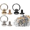 Lhbwhiz Confezione da 10 Rivetti a Vite con Anello O, Rivetti con Bottoni a Pressione, Rivetti con Anello a Vite con Anello, Rivetti con Bottone a Testa da 6 mm, 3 Colori (Oro, Argento, Nero)