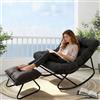 AlpineAura Sedia a dondolo con sgabello, da giardino, da lettura, per soggiorno, con imbottitura, in metallo, per giardino, cortile, camera da letto (nero)
