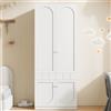 Terahanda Armadio a 2 ante, laccato, con asta appendiabiti e cassetti, mobili per camera da letto, maniglie in metallo, 80 x 50 x 200 cm (bianco)