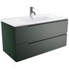 Parama Mobile Bagno Sospeso 2 Cassetti Con Lavabo Mod. Ardenne (Verde, 100)
