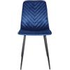 Cribel Sedia Set di 6 New Point in Velluto Blu con Schienale Rigido Motivo Chevron | Sedia Imbottita Moderna per Sala da Pranzo, Soggiorno o Cucina | Gambe in Metallo Nero 42x42xH89 cm