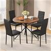 Xbro Set Tavolo da Pranzo Rotondo 100×76 cm con 4 Sedie Imbottite 38×41×92 cm, Tavolo in Legno Stile Moderno per Cucina e Soggiorno,Vintage