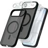Czyoa Magnetic Cover per iPhone Air Compatibile con 2 vetri temperati e 2 vetri per fotocamera, Translucent Matte Slim Back PC+TPU Bumper Shockproof Compatible Cover per iPhone 17 Air - Nero