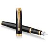 Parker IM Penna Stilografica | Punta Media e Ricarica di Inchiostro Blu | Confezione Regalo | Black Lacquer Golden Trim