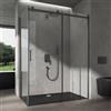 doporro Box Doccia 100x140x195 cm Cabina Doccia Angolare con Porta Scorrevole Vetro di Sicurezza ESG 8mm Trasparente con Nano Rivestimento Facile da Pulire Profilo Nero Ravenna19K