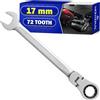MONTERAL Chiave a Cricchetto 17 mm 72 Denti - Chiave Inglese a Cricchetto Realizzato in Acciaio Legato CrV - Consente di Lavorare con Angolo Compreso tra 0° e 90