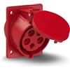 PCE Interflex PCE - Base Incasso Obliqua 32A 400V 5 Poli IP44 Rossa | Presa industriale con protezione 3P+N+T 6h, tecnologia di collegamento senza viti e morsetto a pressione rapida.