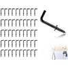 Lhbwhiz 50 pezzi di ganci a vite, mini ganci a forma in metallo di L per avvitare, Piccolo supporto da parete stabile ad angolo retto (nero, 20 * 8 mm)