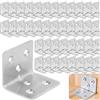 ASelected 64 Pezzi Squadrette Angolari e Staffe per Mensole 38x30mm | Per Legno, Angolari Metallo per Legno e Supporti a L in Acciaio Inox per mobili, ripiani e cassetti