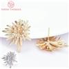 TARIN THOMAS (7576) 4 PZ 24x27 MM 24 K Ottone Color Oro con Zircone Forma di Fiore Orecchini con perno di Alta Qualità Risultati Dei Gioielli Fai Da Te Accessori