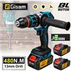 Gisam Trapano Avvitatore a Impulsi Elettrico Brushless 18V 13mm 480NM, Avvitatore a Batteria, Utensile Elettrico Fai-da-te per Batteria Makita 18V