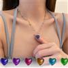 sharelucky Termocromico Mood Monitor collana con ciondolo a cuore cambia colore come Emperature donne ragazze clavicola catena collane gioielli amante