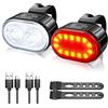 KDULIT Set di luci posteriori anteriori per bicicletta da ciclismo Set di fari per bici con ricarica USB Fanale posteriore impermeabile MTB Lanterna a LED Accessori per biciclette