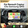 NONE Autoradio Ainavi per Renault Kaptur Captur Clio Samsung QM3 2013-2020 2015 2016 con CarPlay Wireless, Multimedia Android Auto 4G 2Din