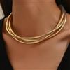 MINAR Collana a Catena Intrecciata a Tre Strati Stile Punk Minar per Donna Uomo Unisex, Girocollo in Metallo Bicolore Oro 18K e Argento