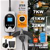 feyree Caricatore EV Feyree Type2 EVSE Wallbox 22KW 11KW 3P con Controllo Smart APP Wi-Fi, 7KW 32A 1P Impostazione Corrente e Tempo di Ricarica per Auto Elettriche