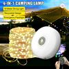 OKAL RED EAST Luce da campeggio 4 in 1 Luci a stringa a bobina a LED Lampada da campeggio USB esterna Luce notturna a LED riciclabile per l'arredamento della stanza della tenda da giardino