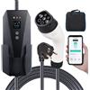 SucceBuy Caricabatterie portatile per veicoli elettrici tipo 2 16A 3,68 kW + cavo di ricarica da 25 piedi, schermo LCD con spina CEE 7/7 per la ricarica dell'auto per veicoli elettrici