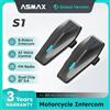 ASMAX Interfono moto Bluetooth ASMAX S1 con radio FM, cancellazione del rumore, impermeabile, auricolare per casco interfono per 8 ciclisti