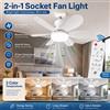 NONE Lampada Ventilatore da Soffitto LED E27 con Telecomando, 3 Colori Dimmerabili 3000K-6500K per Camera da Letto, Soggiorno, Cucina