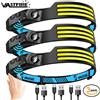VASTFIRE Torcia frontale ricaricabile USB con sensore LED XPE+COB, impermeabile, per campeggio e pesca (1-5 pezzi)