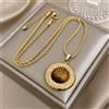 Greatera Chic Collana con ciondolo in pietra naturale testurizzata dorata Personalità vintage in acciaio inossidabile Regalo di gioielli da donna impermeabili