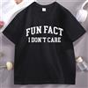 USEMEI Maglietta divertente con scritta 'Fun Fact I Don't Care', in cotone, a maniche corte, per uomo e donna, morbida, traspirante e ampia.