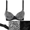 NONE Lingerie Sexy con Borchie Punk, Reggiseno Metallico con Borchie Senza Ferretto per Donne, Reggiseni Hot per Feste in Discoteca e Bar