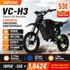 VIPCOO H3 Moto Elettrica da Fuoristrada 3500W 48V 23AH, Motocicletta Elettrica con Pneumatici Larghi e Sospensioni ad Azoto per Adolescenti e Adulti