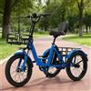 Daibot Bicicletta Elettrica Pieghevole Leggera a 3 Ruote 350W 48V con Cestino, Triciclo Elettrico Blu per Adulti e Uomini