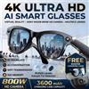 GUHUAVMI Nuovi Occhiali Smart 2026 con Memoria 32G, Fotocamera 4K 800W, Foto e Video, Power Bank 3600mAh, Traduzione AI 120+ Lingue, per Uomo e Donna