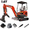 LEITE Mini Escavatore da 1 Tonnellata, Consegna Rapida, Certificato CE/Euro 5, Escavatore Diesel da 1,6 Tonnellate per Uso Domestico, Personalizzabile