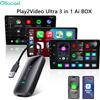 OTTOCAST Play2Video Ultra Video Box 3 in 1 Adattatore Wireless CarPlay Android Auto con YouTube Netflix IPTV Integrati per il 98% delle Auto