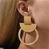 NONE Orecchini a Cerchio Geometrici Dorati a Semicerchio per Donna, in Metallo Lucido con Design a Intarsio, Stile Europeo, Sensazione Chic per il Pendolarismo