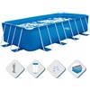 Piscina Fuoriterra Rettangolare 16FT 488x244x107cm Summer Waves Blu Struttura Metallo Pompa Filtro Scala Teli