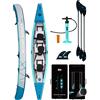 BEYOND MARINA Kayak Gonfiabile per 1, 2, 3 Persone, Set Kayak Tandem Drop-Stitch per Adulti con Pagaie, Sedili, Pompa, Pinna e Carrello