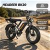 Headeer Bicicletta Elettrica Header Bk20, 48V 20Ah, Freni a Disco Anteriori e Posteriori, Pneumatici Larghi 20*4, Bici Fuoristrada, Dotata di Sospensioni Anteriori e Posteriori, Autonomia Massima di 70-80 Km