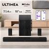 ULTIMEA Sistema Audio 7.1.4ch, Soundbar con Dolby Atmos e Controllo APP, Sistema Surround con Subwoofer e 2 Altoparlanti Posteriori Wireless