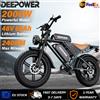 DEEPOWER Bicicletta elettrica Deepower QS7 2000W per adulti, batteria doppia 48V 60AH rimovibile, bicicletta elettrica per viaggi urbani, pneumatici larghi da 20 pollici, doppia sospensione, scheda