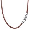 PROSTEEL Collana Cordina Nera Marrone Impermeabile 2/3MM Nome Inciso Personalizzabile Collana Uomo Acciaio 41-76CM Caucciu Corda di Cuoio Accessori Ciondoli
