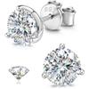 SLLAISS Orecchini Uomo Moissanite Argento 925 Ipoallergenici Oro Bianco Placcato 16K 1CT Moissanite D Color VVS1 Taglio Brillante, 3 Griffe Martini Solitario Orecchini Simulato Diamante Brillantino