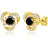PAKORIO Orecchini borchia moissanite VVS1 argento S925 fiocco neve halo 0,5ct placcato rodio regalo(B-Nero)