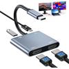 Vonxite Adattatore USB C HDMI,4 In 1 Adattatore HDMI USB C con 2 HD-MI, U SB, PD 100W, 4k@60Hz e doppio 4k@30Hz,Cavo U SBC HD-MI per MacBook Pro/Air,iPad Pro,iMac,iPhone 16/15 Pro/Max,Pixelbook,Surface Pro